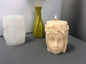 Molde silicona vela mujer con flores